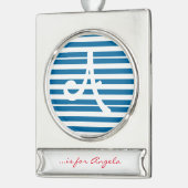 Stripes | Blauw & Wit | | Verzilverd Banner Ornament (Links)