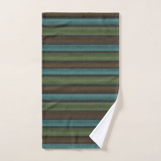 Stripes Blauwgroen geel bruine grijs Bad Handdoek (Handdoek)