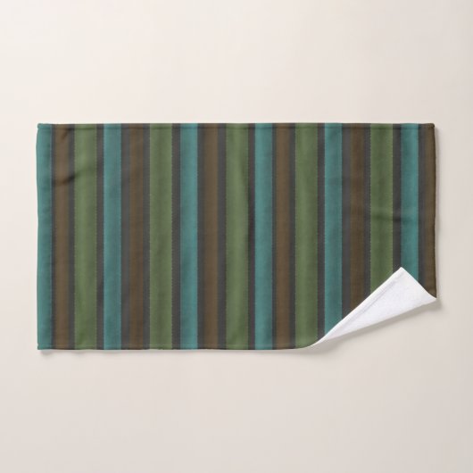Stripes Blauwgroen geel bruine grijs Bad Handdoek (Handdoek)