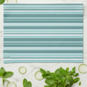 Stripes - Blauwgroen groen blauw Theedoek (Gevouwen)