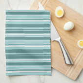 Stripes - Blauwgroen groen blauw Theedoek (Quarter Fold)