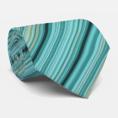 Stripes - Blauwgroen groen blauw zwart Oranje patr Stropdas (Opgerold)