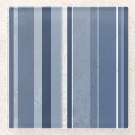 Stripes Blue Glazen Onderzetter (Voorkant)