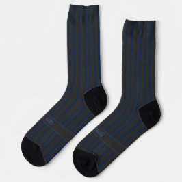 Stripes, blue on dark grey, serious classic sokken