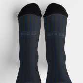Stripes, blue on dark grey, serious classic sokken (Top)