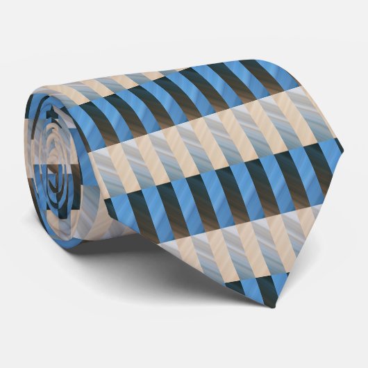 Stripes - Blue Silver Gold beige Stropdas (Opgerold)