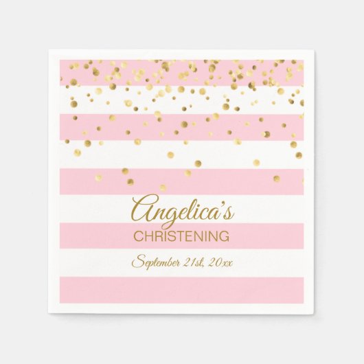 Stripes Blush roze Rose Gold CHRISTEM BAPTISM Servet (Voorkant)
