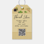 Stripes Botanisch Bedankt QR-code Zakelijke Labels Cadeaulabel (Voorkant)