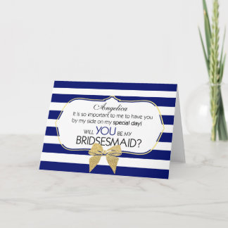 Stripes Bow Will You Be My Bridesmaid Invive