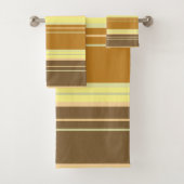 Stripes Brown, Tan, Geel, Abrikozen Bad Handdoek (Insitu)