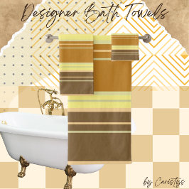 Stripes Brown, Tan, Geel, Abrikozen Bad Handdoek