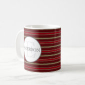 Stripes Burgundy Red Tan White Koffiemok (Voorkant links)