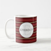 Stripes Burgundy Red Tan White Koffiemok (Links)