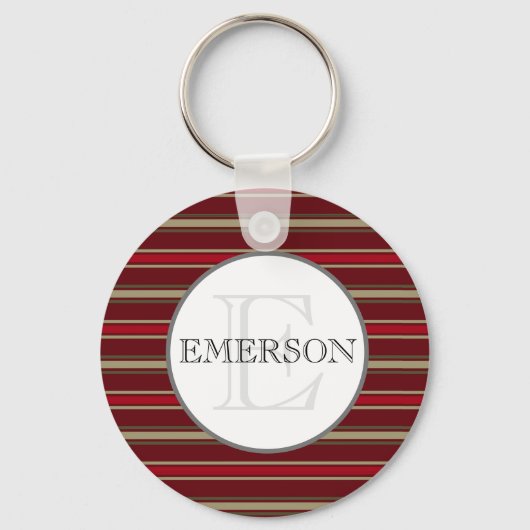  Stripes Burgundy Red Tan White Sleutelhanger (Voorkant)