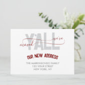 Stripes Burgundy We Moved Moving Announcement Kaart (Staand voorkant)