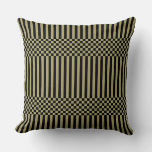 Stripes&Checker Black en Brown Sierkussen
