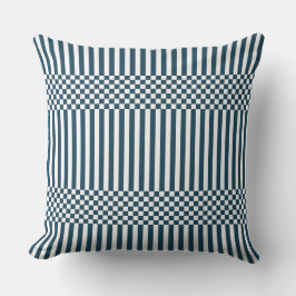 Stripes & Checker in wit en blauw Sierkussen