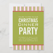 STRIPES CHRISTMAS DINNER PARTY INVITATION KAART (Voorkant)