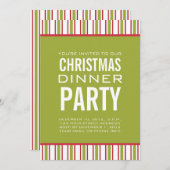 STRIPES CHRISTMAS DINNER PARTY INVITATION KAART (Voorkant / Achterkant)