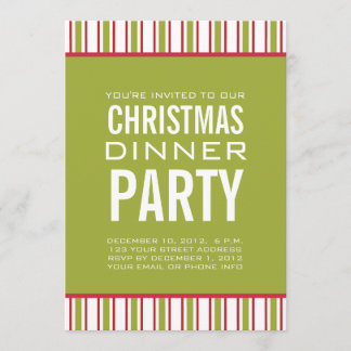 STRIPES CHRISTMAS DINNER PARTY INVITATION KAART