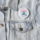 Stripes Cute Owl & Heart Sjabloon Button (In situ)