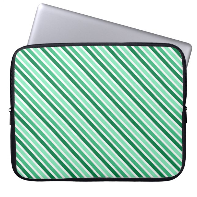 Stripes Designer-laptophoes:groen Laptop Sleeve (Voorkant)