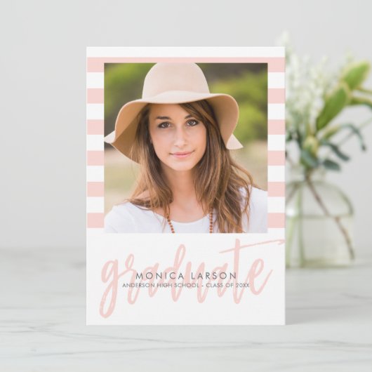  Stripes EDITABLE KLOR Afstuderen Uitnodigen Kaart (Staand voorkant)