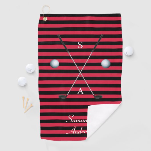 Stripes Elegant Black Clubs Fantastic Gift Fab Golfhanddoek (Insitu)