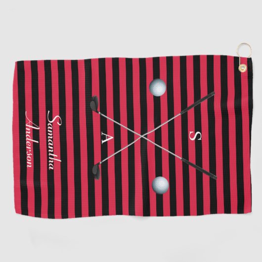 Stripes Elegant Black Clubs Fantastic Gift Fab Golfhanddoek (Horizontaal)
