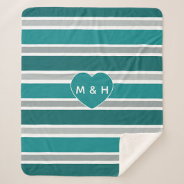Stripes en aangepaste monogram van het hart dekens
