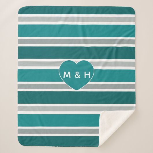 Stripes en aangepaste monogram van het hart dekens (Voorkant)