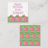Stripes en aardbeien - Kaarten voor de behuizing v Notitiekaartje (Voorkant / Achterkant)