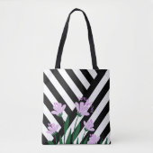 Stripes en bloemen tote bag (Voorkant)