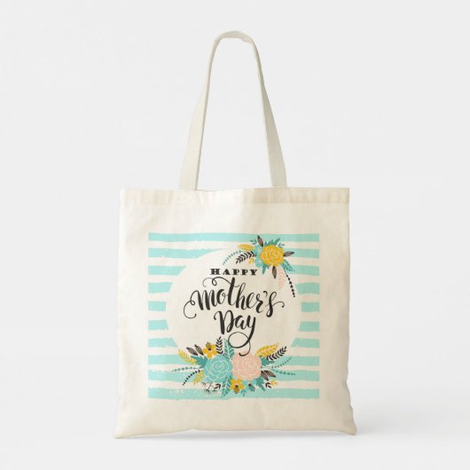 Stripes en bloemen tote bag (Achterkant)