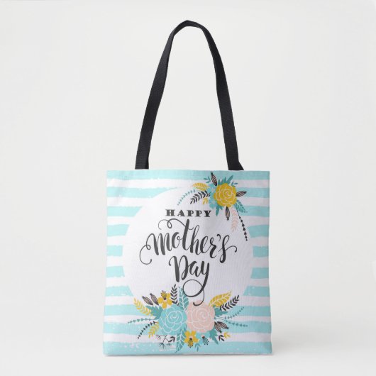 Stripes en bloemen tote bag (Voorkant)