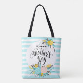 Stripes en bloemen tote bag (Achterkant)