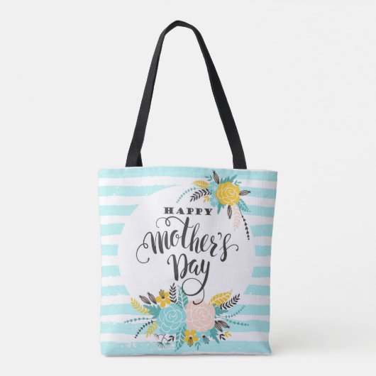 Stripes en bloemen tote bag (Achterkant)