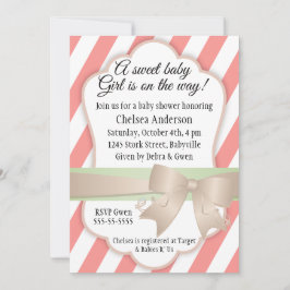 Stripes en boog Sweet Baby Girl Shower Kaart