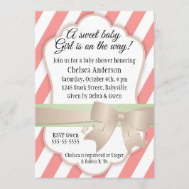 Stripes en boog Sweet Baby Girl Shower Kaart
