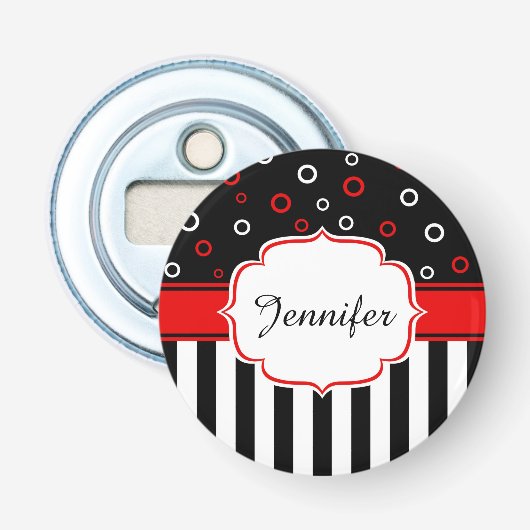Stripes en cirkels button flesopener (Voorkant)
