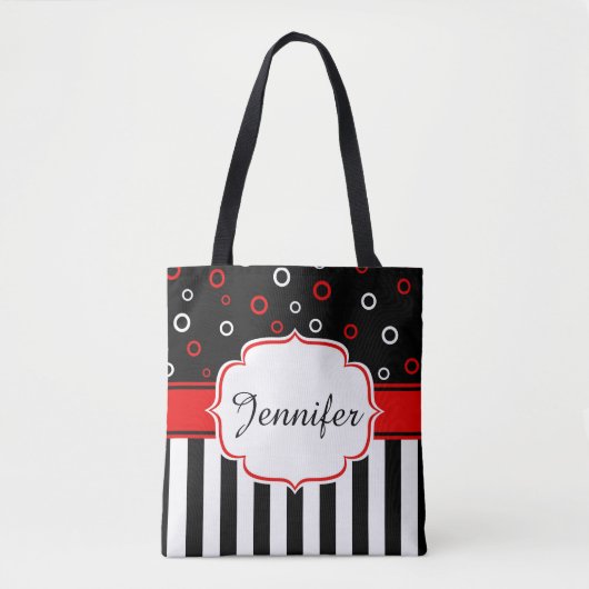 Stripes en cirkels tote bag (Voorkant)