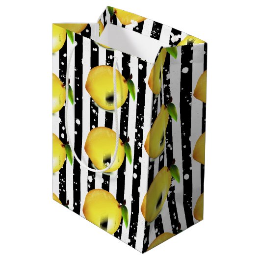 Stripes en citroenen medium cadeauzakje (Achterkant Gekanteld)