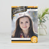 Stripes en Confetti Afstuderen Black/Gold ID890 Kaart (Staand voorkant)