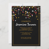 Stripes en Confetti Afstuderen Black/Gold ID890 Kaart (Achterkant)