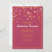 Stripes en Confetti Afstuderen Red/Gold ID890 Kaart (Achterkant)