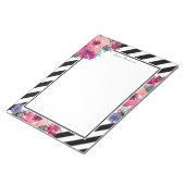 Stripes en Floral Pattern met Jouw naam Notitieblok (Schuin)