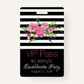 Stripes en Flowers Chic Bachelorette Party Badge (Achterkant)
