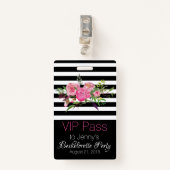 Stripes en Flowers Chic Bachelorette Party Badge (Voorkant met clip)