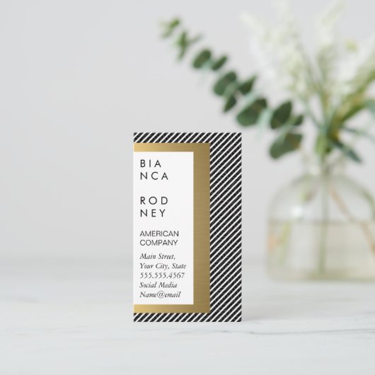 Stripes en Gold Metallic Lagen Visitekaartje (Staand voorkant)