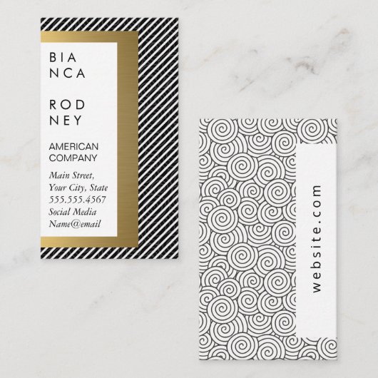 Stripes en Gold Metallic Lagen Visitekaartje (Voorkant / Achterkant)